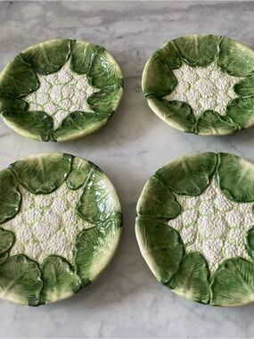Monte Verde Mann Hand Painted Cauliflower 7.5” Salad Dessert Plate Set Of 4 VTG